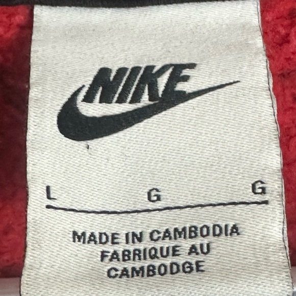 Nike Black Red Pattern Hoodie Size L Men's Pullover Athletic Sweatshirt - Picture 4 of 7